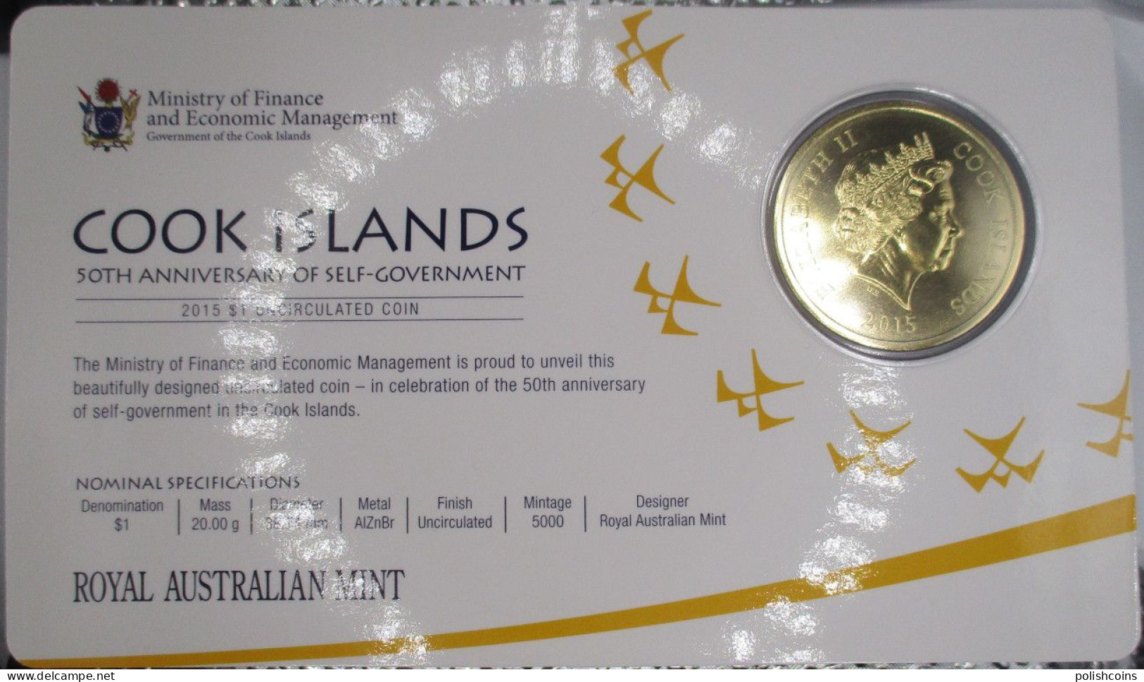 COOK ISLANDS 2015 50th Self Goverment UNC - Cookeilanden