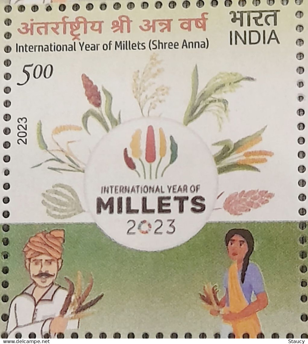 India 2023 Millets, Millet, Agriculture, Women, Cereals, Grass, Nutrition Health, Animal, Food 1v Stamp MNH As Per Scan - Agriculture