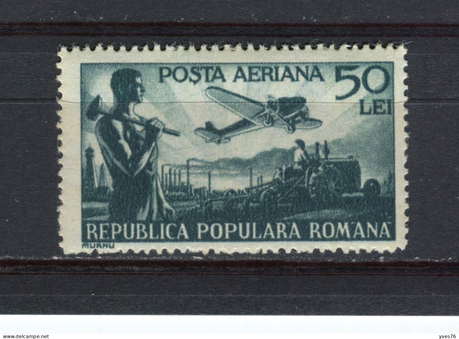 ROUMANIE - Y&T Poste Aérienne N° 54* - MH - Ouvrier, Paysan Et Avion - Unused Stamps