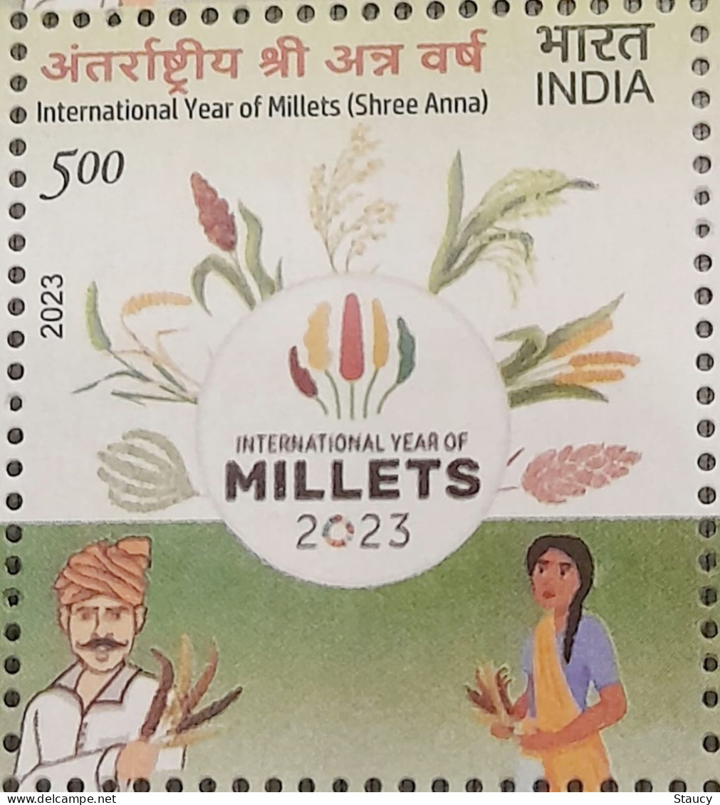 India 2023 Millets, Millet, Agriculture, Women, Cereals, Grass, Nutrition Health, Animal, Food Full Sheet MNH Per Scan - Agriculture