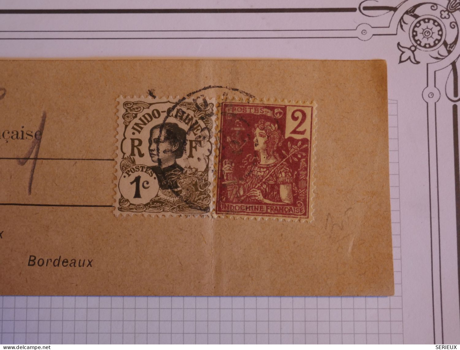 AZ22 INDOCHINE  BELLE   BANDE JOURNAL MAI  1910 SERVICE OFFICIEL  TONKIN . BORDEAUX + AFFRANCH. PLAISANT+++ - Storia Postale