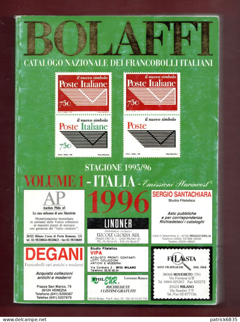 Cat. Bolaffi - 1996 - VOL 1 - Catalogo Nazionale Dei Francobolli Italiani - Italie