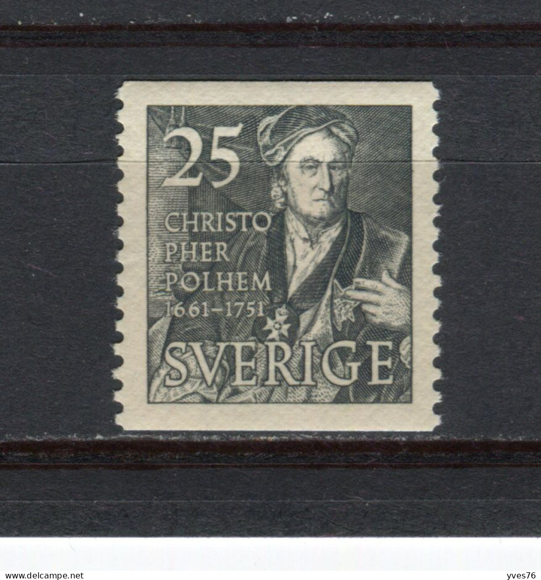 SUEDE - Y&T N° 364* - MH - Christopher Polhem - Unused Stamps