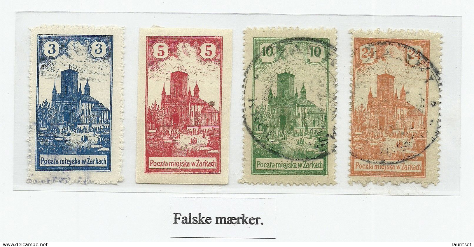 FAUX Poland Polska 1918 Local Post ZARKI, 4 Stamps, FAKE Fälschungen */o - Usados