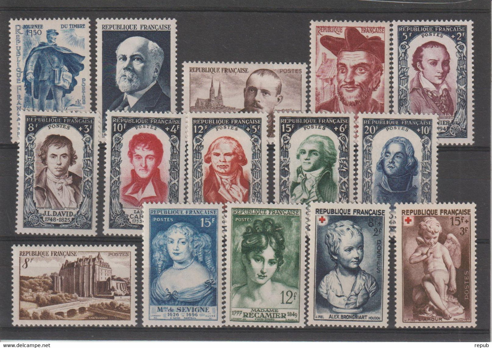 France Année Complète 1950 Du 863 Au 877, 15 Val ** MNH - 1950-1959