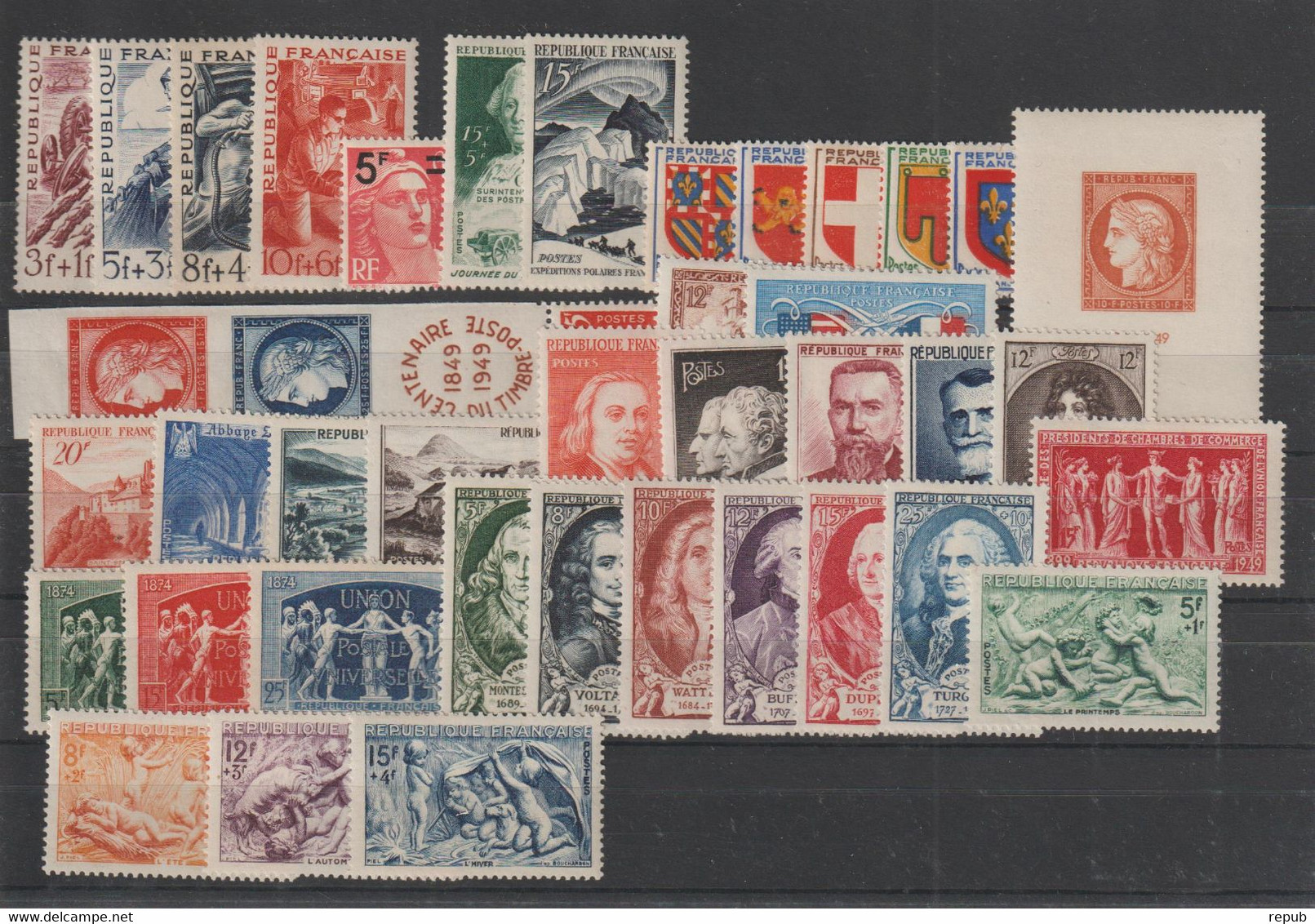 France Année Complète 1949 Du 823 Au 862, 42 Val ** MNH - 1940-1949