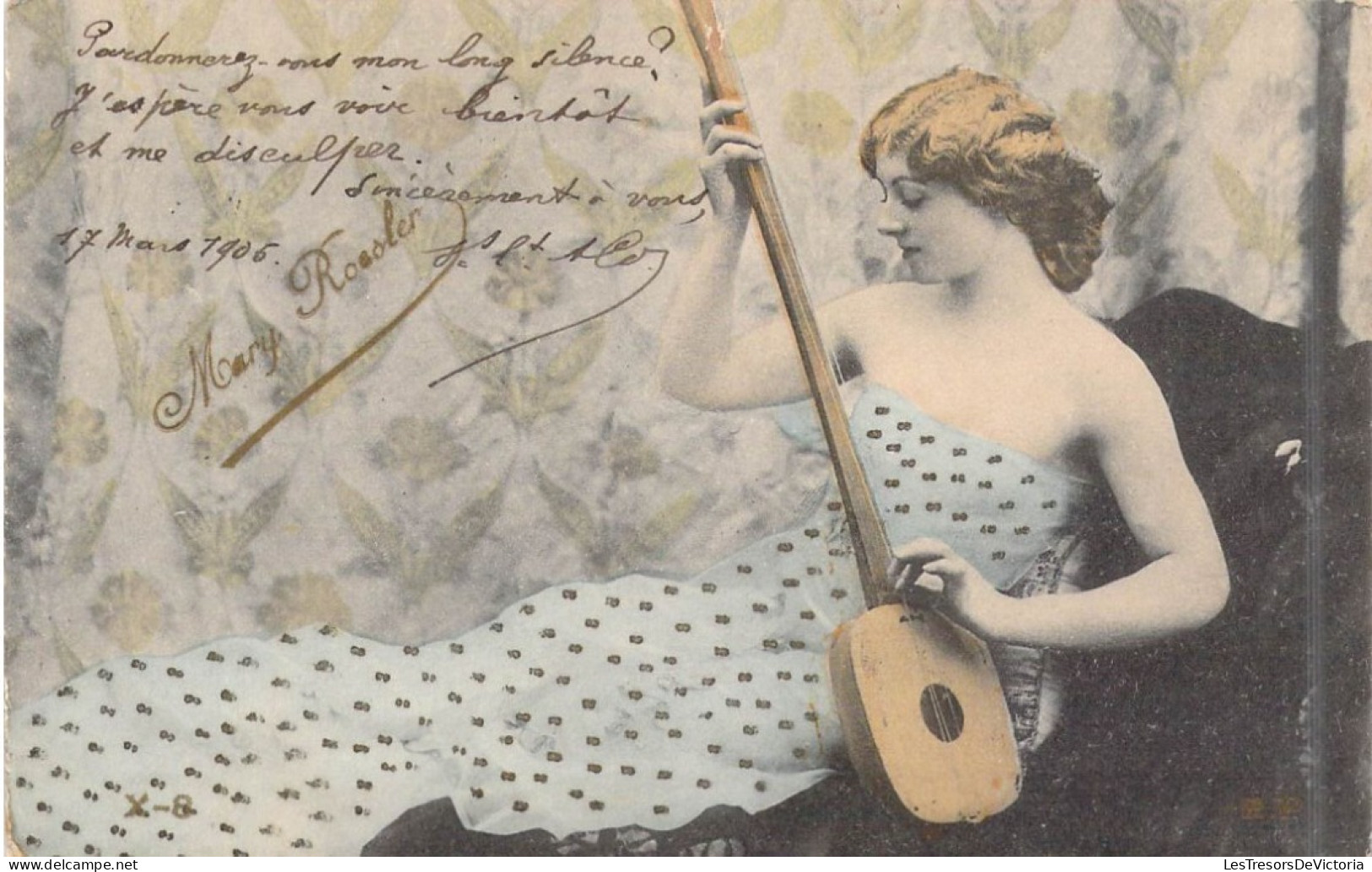 FANTAISIE - Femme - Robe - Instrument - Carte Postale Ancienne - Femmes