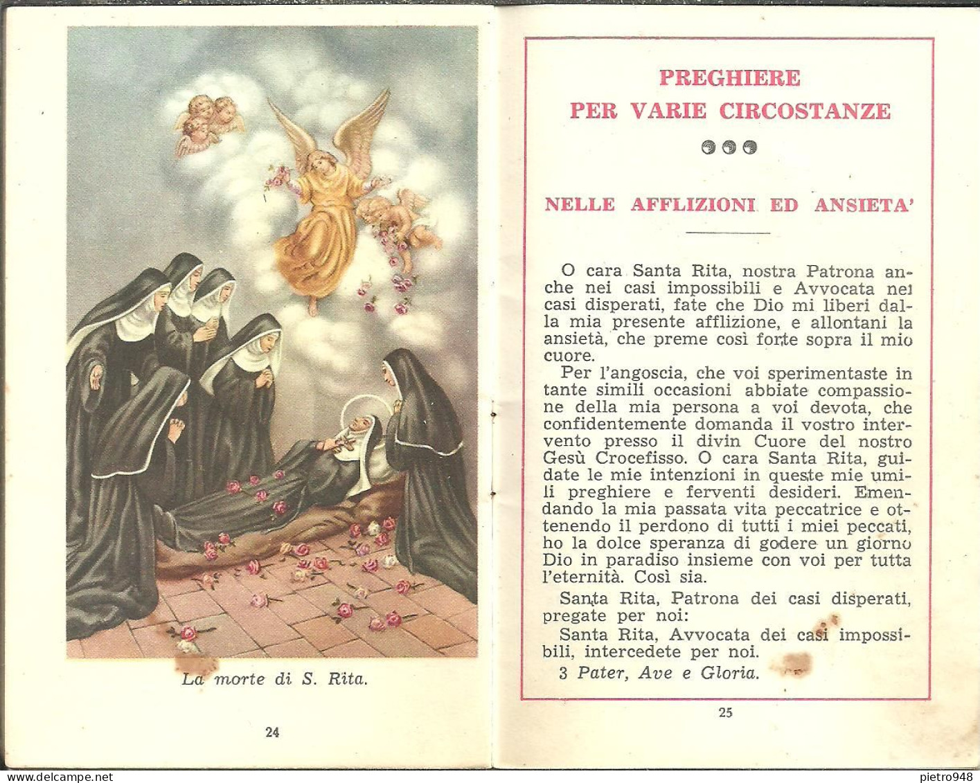 Libro (Libretto) Religioso, "Santa Rita da Cascia", Vita di Santa Rita, Ed. Monastero S. Rita 1956