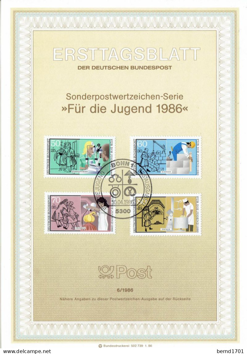 Germany - Mi-Nr 1274/1277 # ETB 6/1986 (W324)- - 1981-1990