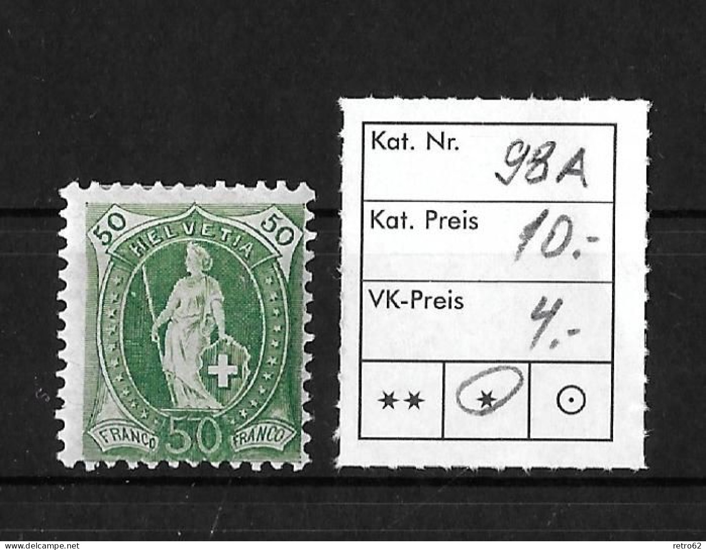1907 STEHENDE HELVETIA  Faserpapier Mit Wasserzeichen      ►SBK-98A*◄ - Unused Stamps