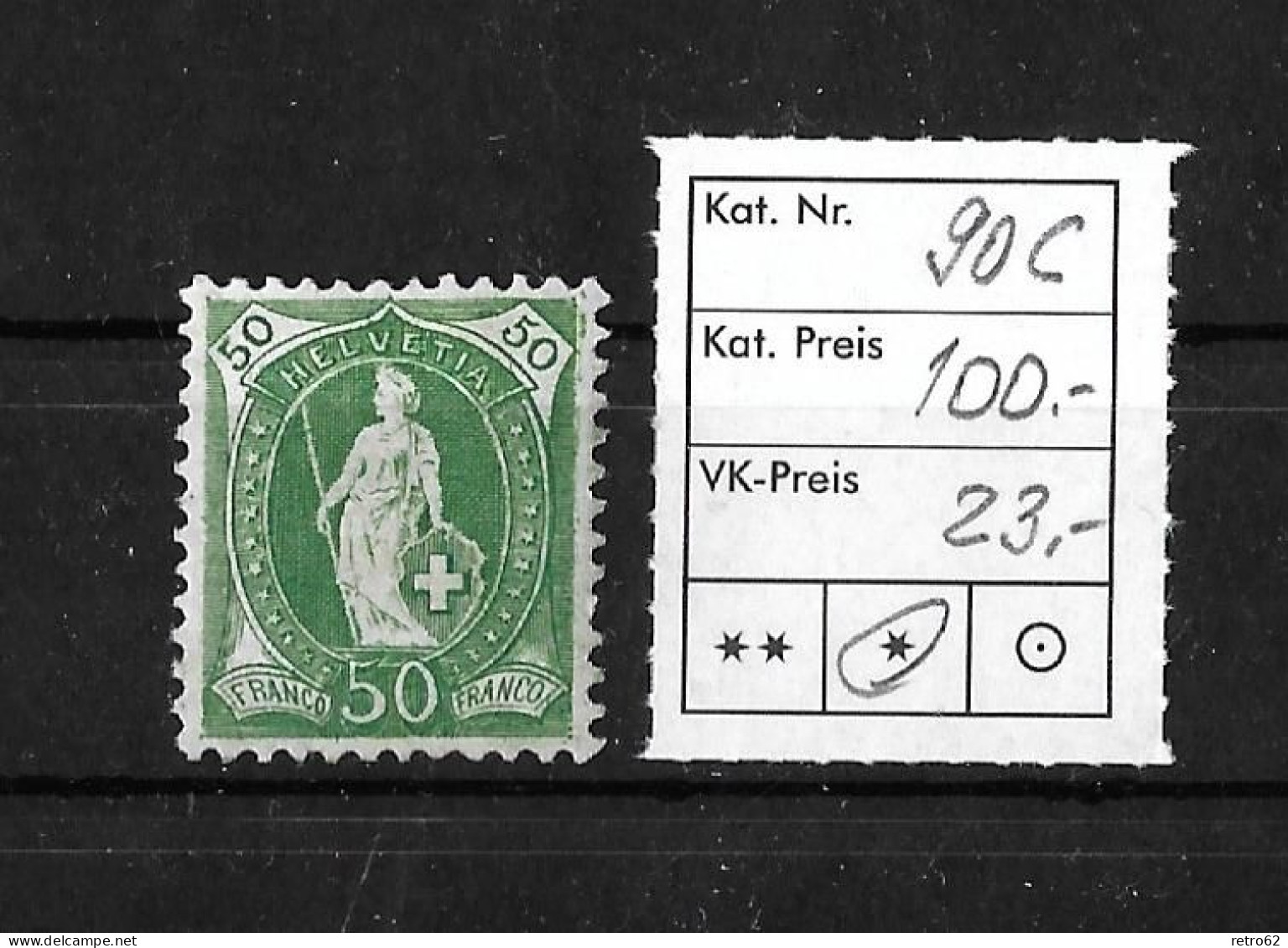 1906 STEHENDE HELVETIA  Faserpapier Mit Wasserzeichen      ►SBK-90C*◄ - Unused Stamps