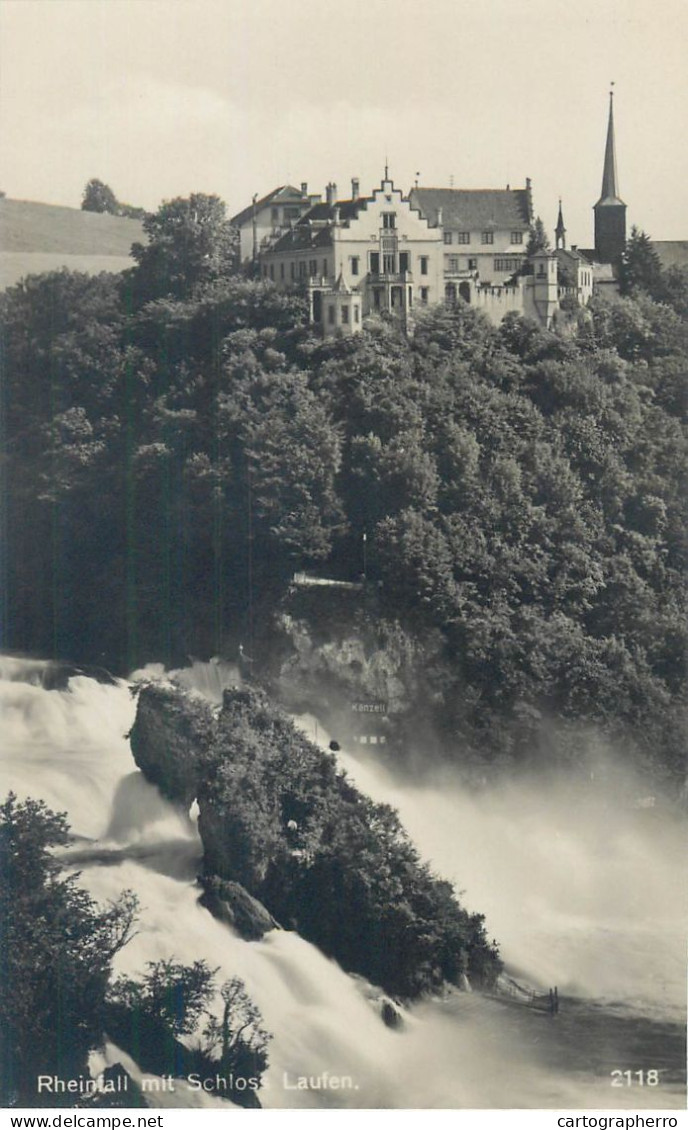 Postcard Switzerland Rheinfall Mit Schloss Laufen - Laufen-Uhwiesen 