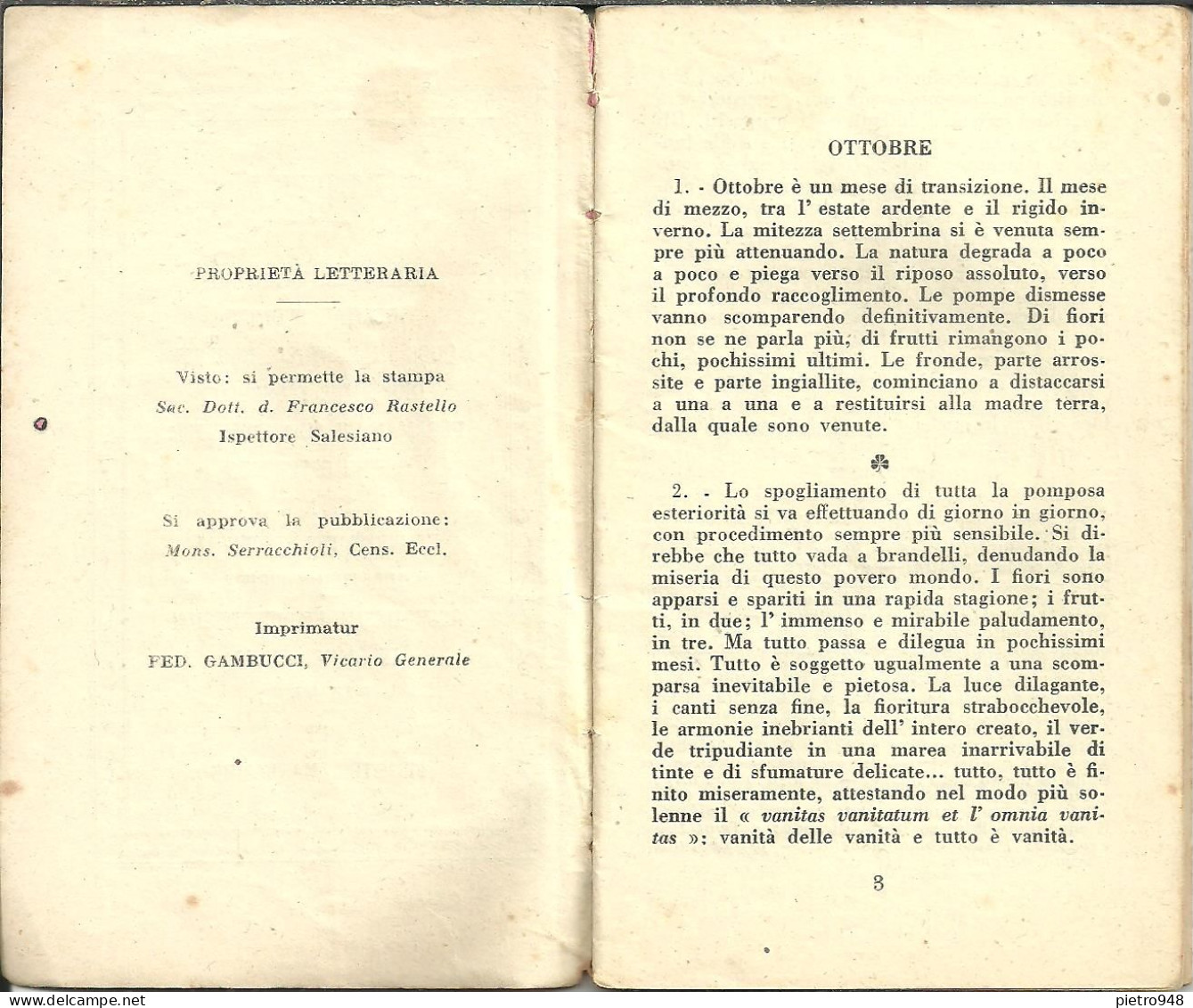 Libro (Libretto) Religioso, "Il Santo Rosario", Sac. N.M. Castellano, Ed. L. Parm, Bologna 1941 - Religion/ Spiritualisme