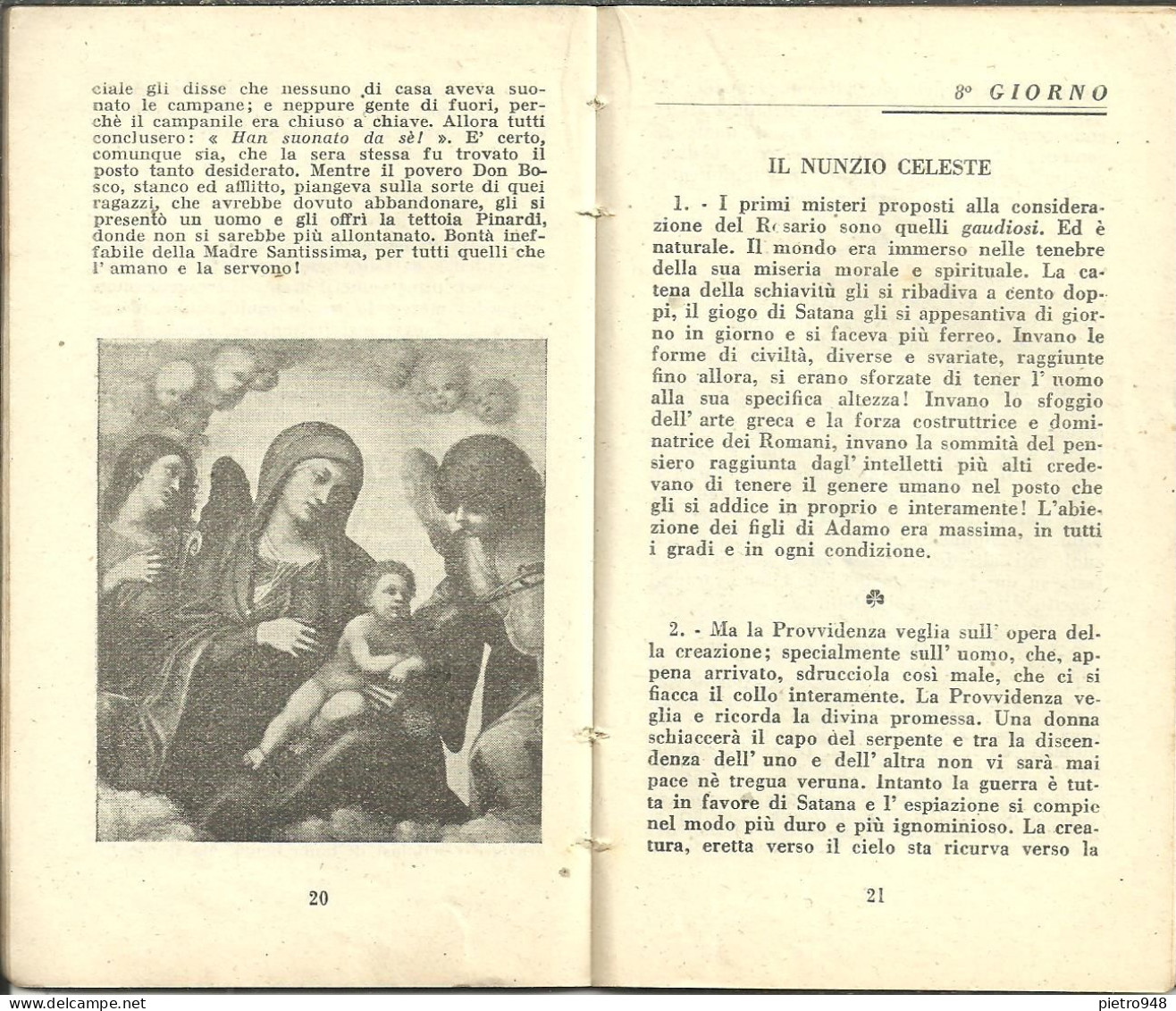 Libro (Libretto) Religioso, "Il Santo Rosario", Sac. N.M. Castellano, Ed. L. Parm, Bologna 1941 - Religión/Espiritualismo