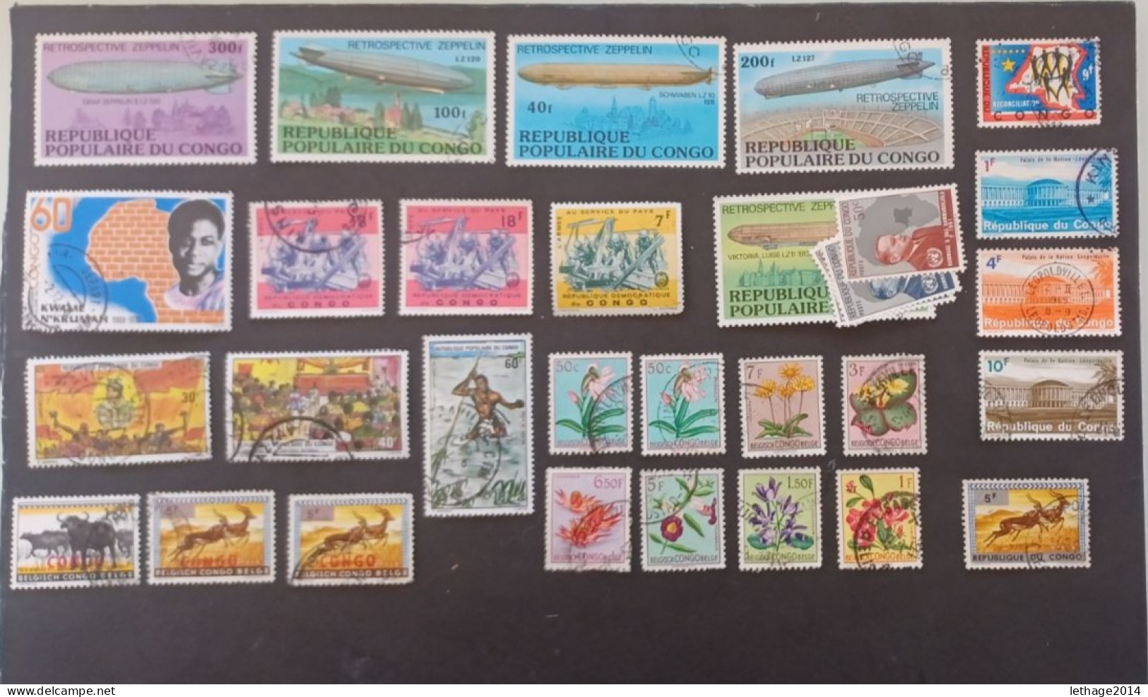 CONGO BELGA 1894 LEGENDE ESTAT INDEPENDANT DU CONGO + AIRMAIL STOCK LOT MIX + 6 SCANNER - Collections