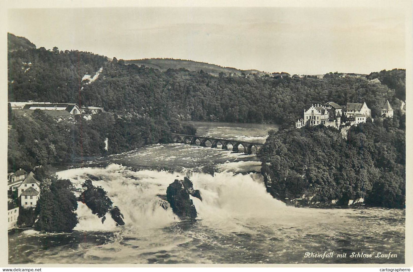 Postcard Switzerland Rheinfall Mit Schloss Laufen - Laufen-Uhwiesen 