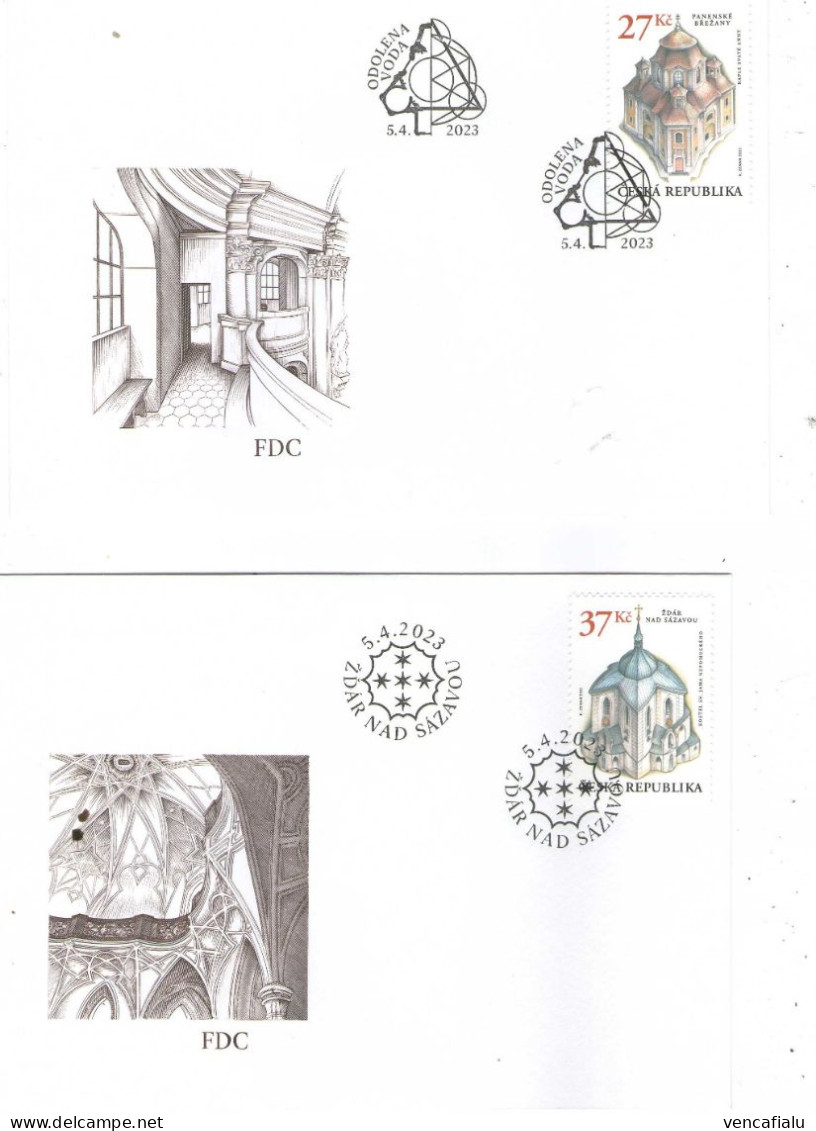 Year 2023 - Baroque Buildings Designer Jan Blazej (Giovanni) Santini, Set Of 3 FDC's - FDC