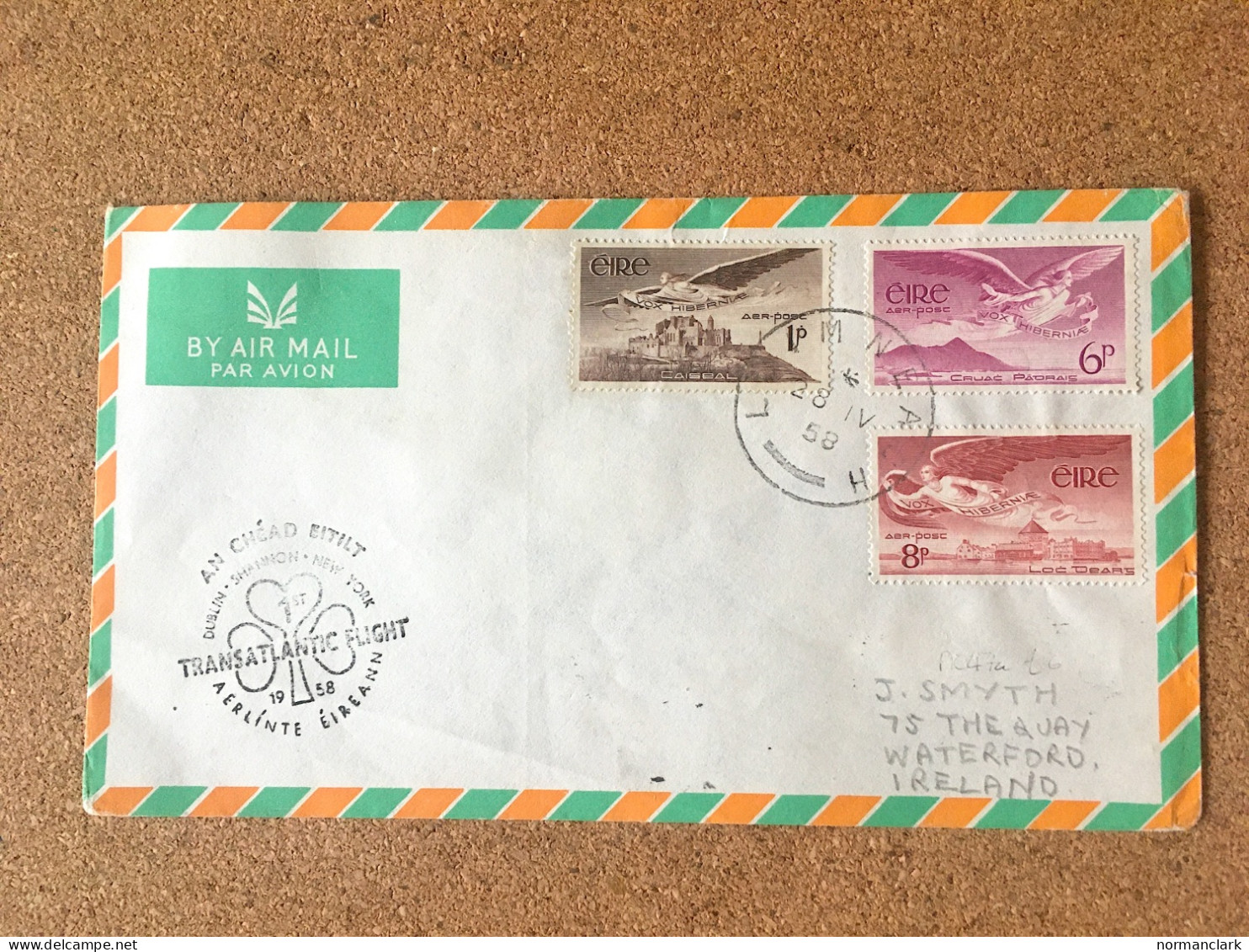IRELAND 1953 PAQUEBOT COBH AND 1958 TRANSATLANTIC FLIGHT COVERS (2) - Luftpost