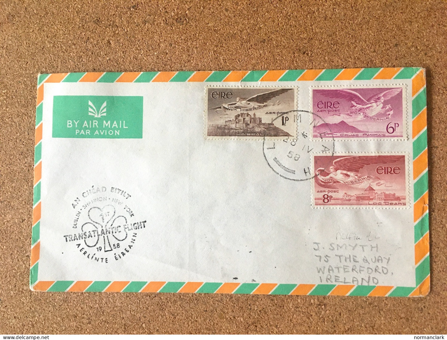 IRELAND 1953 PAQUEBOT COBH AND 1958 TRANSATLANTIC FLIGHT COVERS (2) - Poste Aérienne