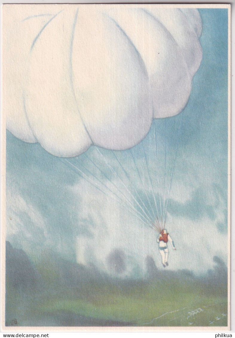 Weihnachts Und Neujahrskarte - Fondation Suisse PRO AERO - Fallschirmspringer - Parachutisme