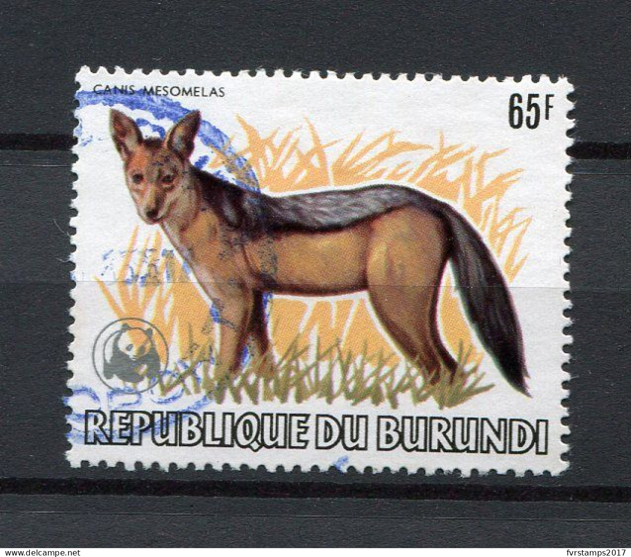 Burundi - 1983 - OCB 901 (65F) - Used Oblitéré  - Dieren Afrika Animaux Fauna Jakhals Chacal - Opdruk Surchargé W.W.F. - Gebruikt