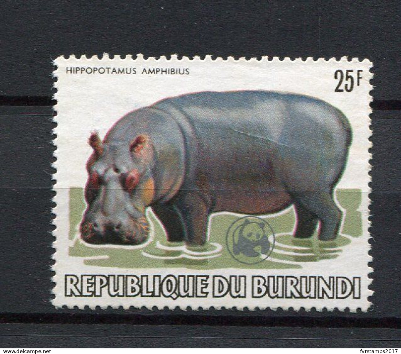 Burundi - 1983 - OCB 897 (25F) - Used Oblitéré  - Dieren Fauna Animals Nijlpaard Hippopotame - Opdruk Surchargé W.W.F. - Gebraucht