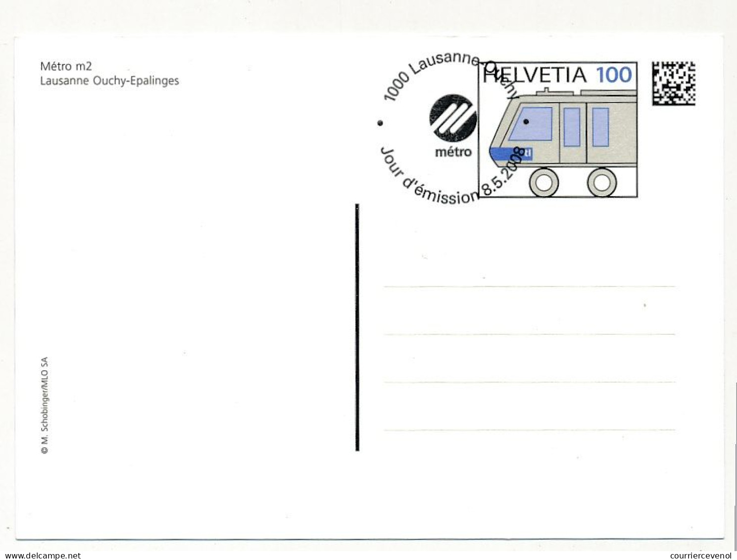 SUISSE - 4 Entiers Postaux - CPs - Métro M2 Lausanne-Ouchy Epalinges - 2 CP Neuves, 2 Obl. 1er Jour Lausanne Epalinges - Postwaardestukken