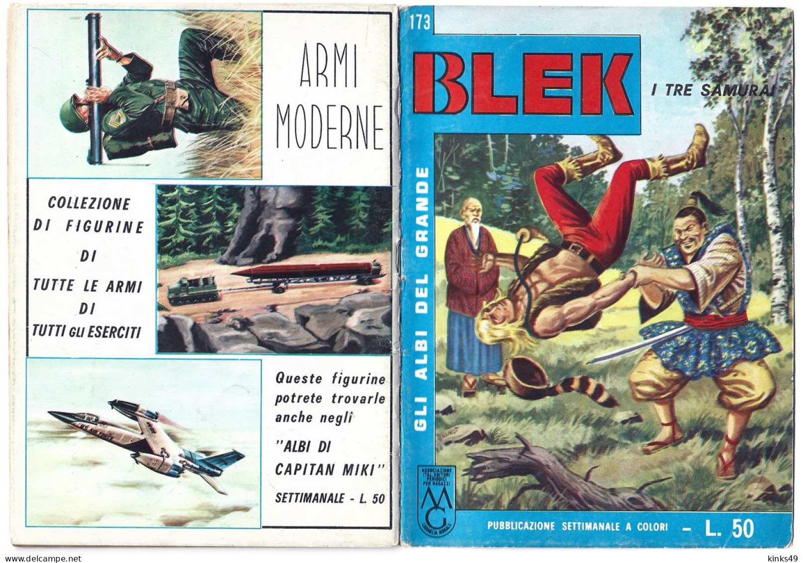 M448> GLI ALBI DEL GRANDE BLEK = N° 173 Del 16 OTT. 1966 < I Tre Samurai > - First Editions