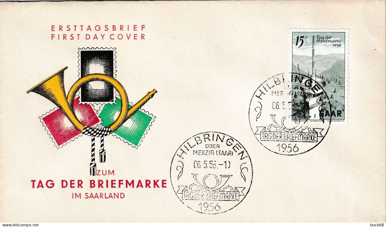 SAAR SARRE SAARLAND 351 Premier Jour FDC ETB Tag Der Briefmarke Journée Du Timbre Hilbringen 6 Mai 1956 - FDC