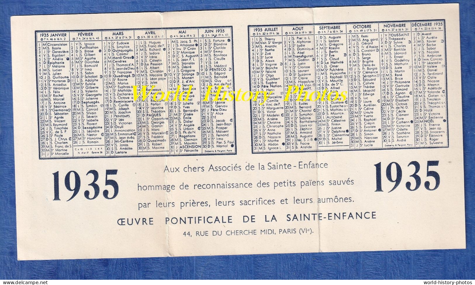 Calendrier De 1935 - BASUTOLAND , Soeurs De La Ste Famille De Bordeaux - AGRA , Jésus Marie De Lyon - Oeuvre Pontificale - Petit Format : 1921-40