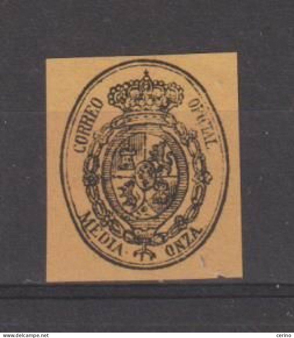 SPAGNA:  1855  SERVIZIO  -  1/2 O. GIALLO  S.G.  -  YV/TELL. 5 - Dienstmarken