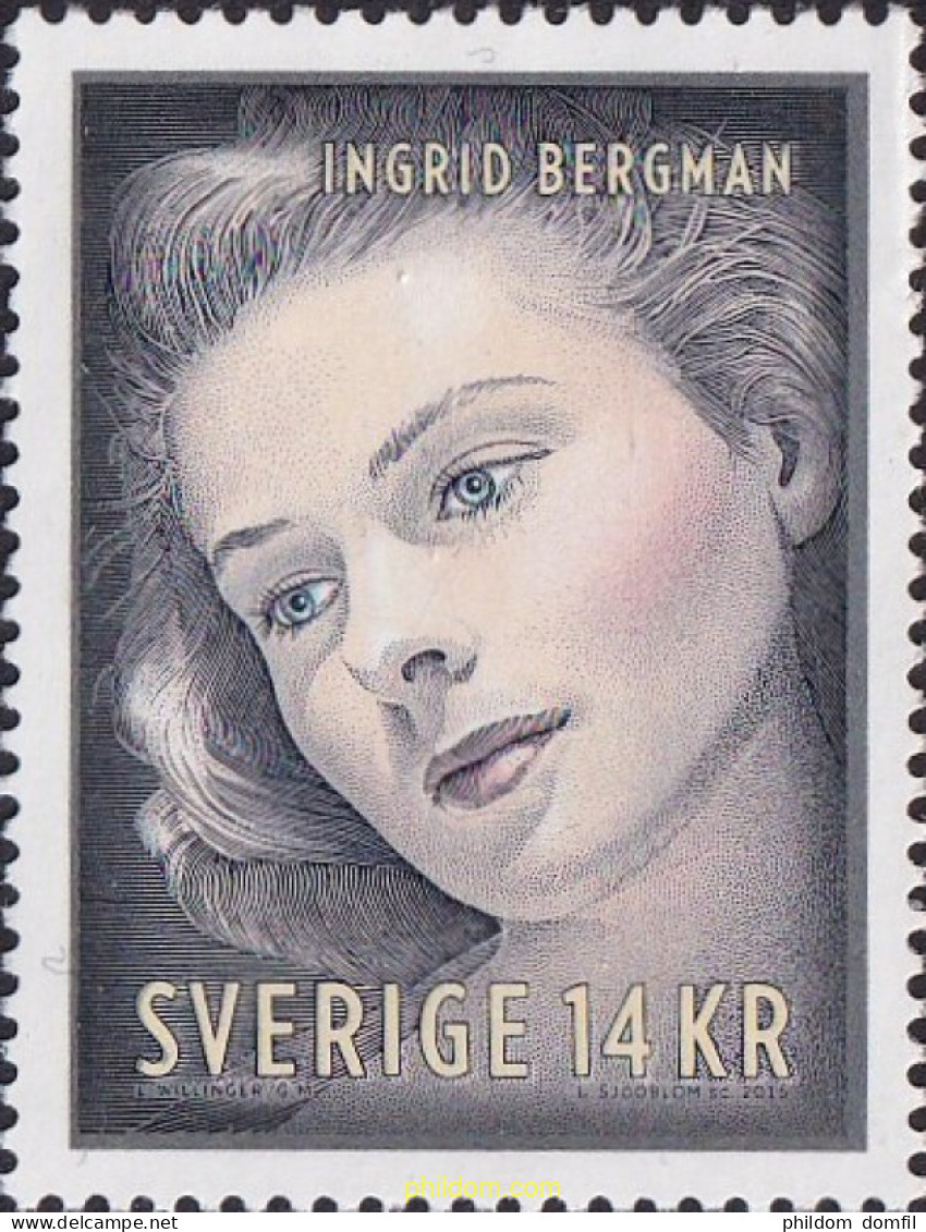 699280 MNH SUECIA 2015 CENTENARIO DEL NACIMIENTO DE INGRID BERGMAN (1915-1982) - Oblitérés