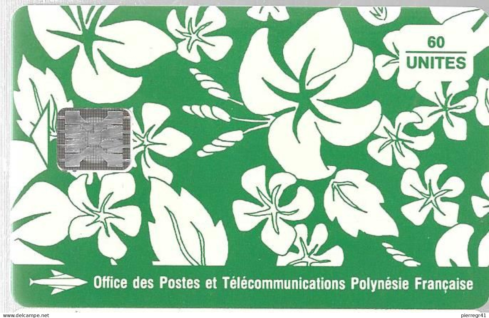 CARTE-PUCE-POLYNESIE-PF18-60U-SC5-S/Entourage-PAREO VERT Mat-5 Ge 00480-2eme à Env-TBE- - Polynésie Française