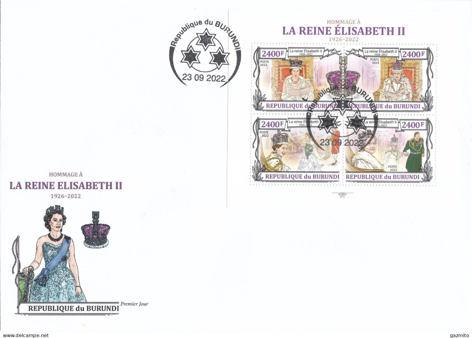 Burundi 2022, In Memoriam Queen Elisabeth, 4val In BF In FDC - FDC