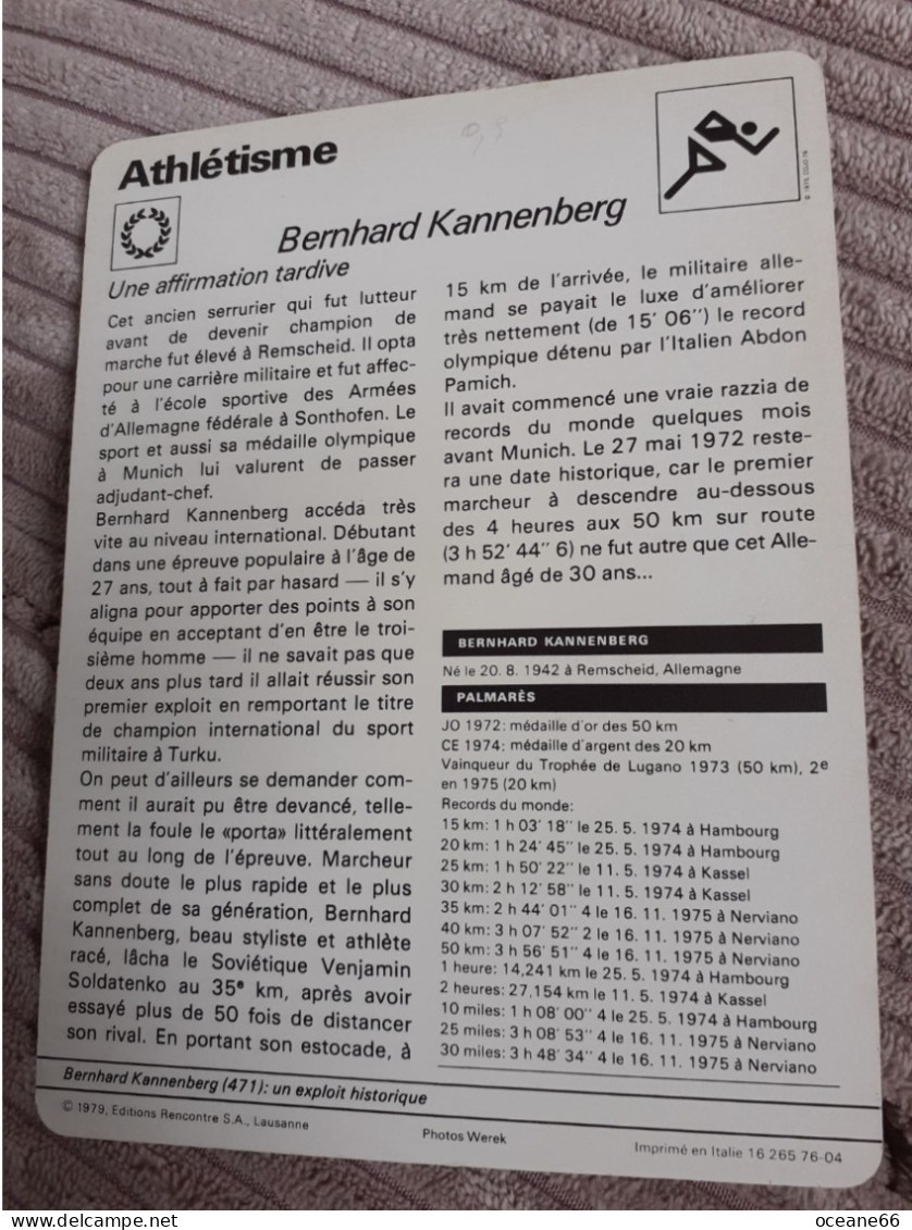 Fiche Rencontre Athlétisme Bernhard Kannenberg Marche - Haltérophilie