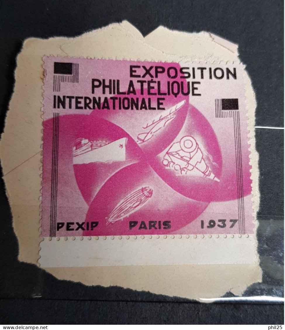 Vignette PEXIP Rose Paris 1937 Exposition Philatelique - Otros & Sin Clasificación