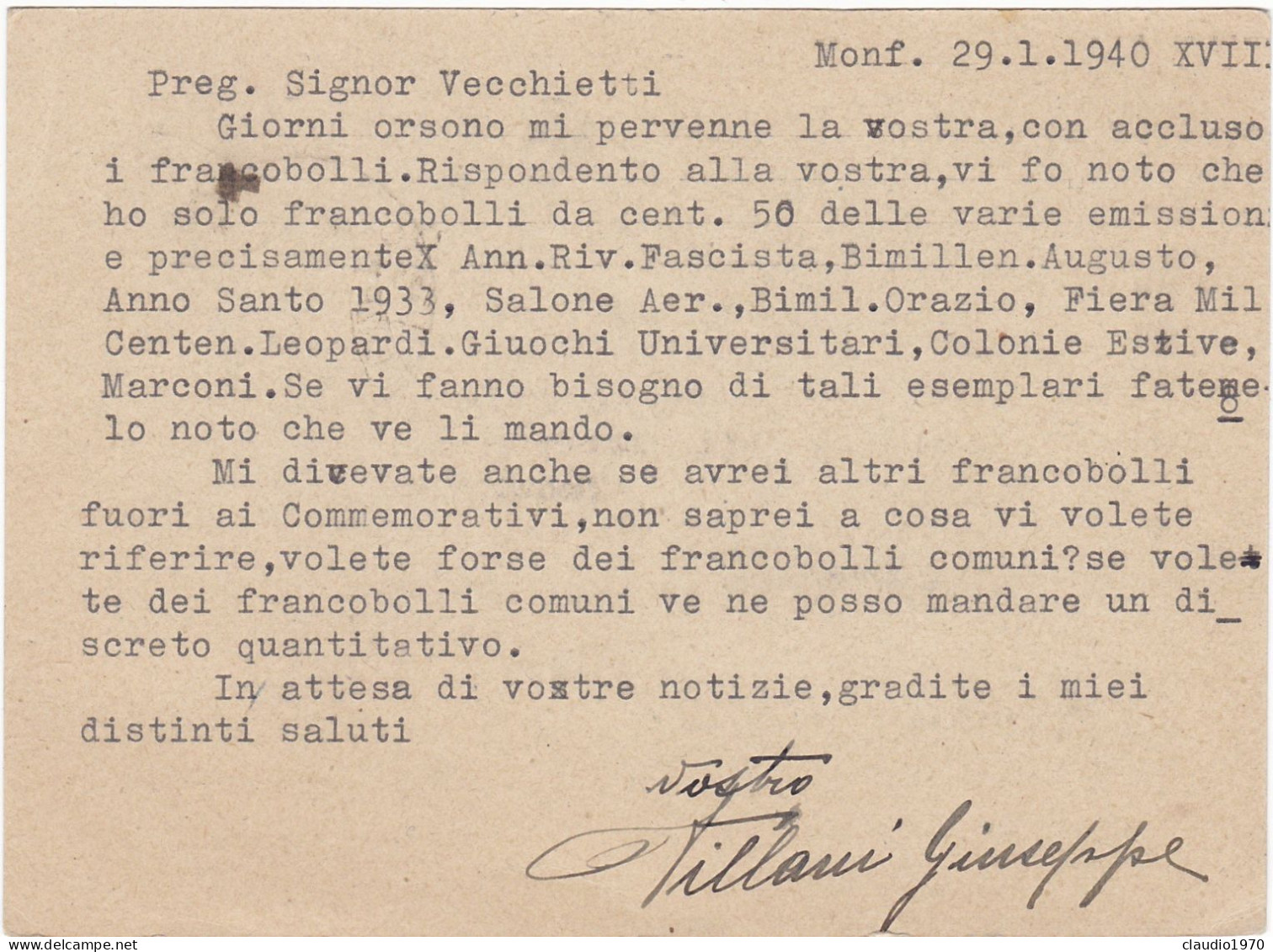 ITALIA - REGNO - MONFALCONE PORTO (GORIZIA) - INTERO POSTALE C. 30 - VIAGGIATO PER TRENTO- 1940 - Pacchi Postali