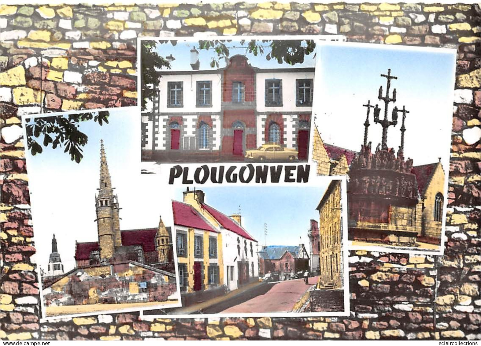 Plougonven             29        La Mairie.  Ecole. Le Calvaire     10 X 15     (voir Scan) - Andere & Zonder Classificatie