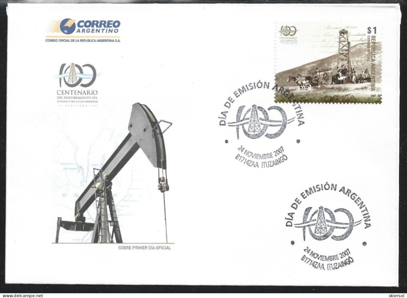 Argentina 2007 Petroleum Discovery / Industry Official Cover First Day Issue FDC - Cartas & Documentos