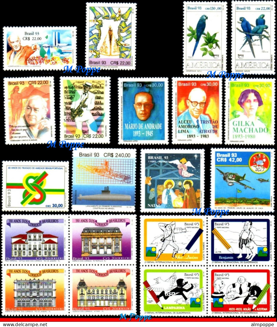 Ref. BR-Y1993-S BRAZIL 1993 - ALL COMMEMORATIVE STAMPSOF THE YEAR, 46V, MNH, . 46V Sc# 2398~2438 - Komplette Jahrgänge