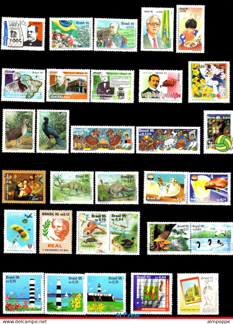 Ref. BR-Y1995 BRAZIL 1995 - ALL STAMPS ISSUED, FULLYEAR, SCOTT 2525 TO 2569, MNH, . 52V - Années Complètes