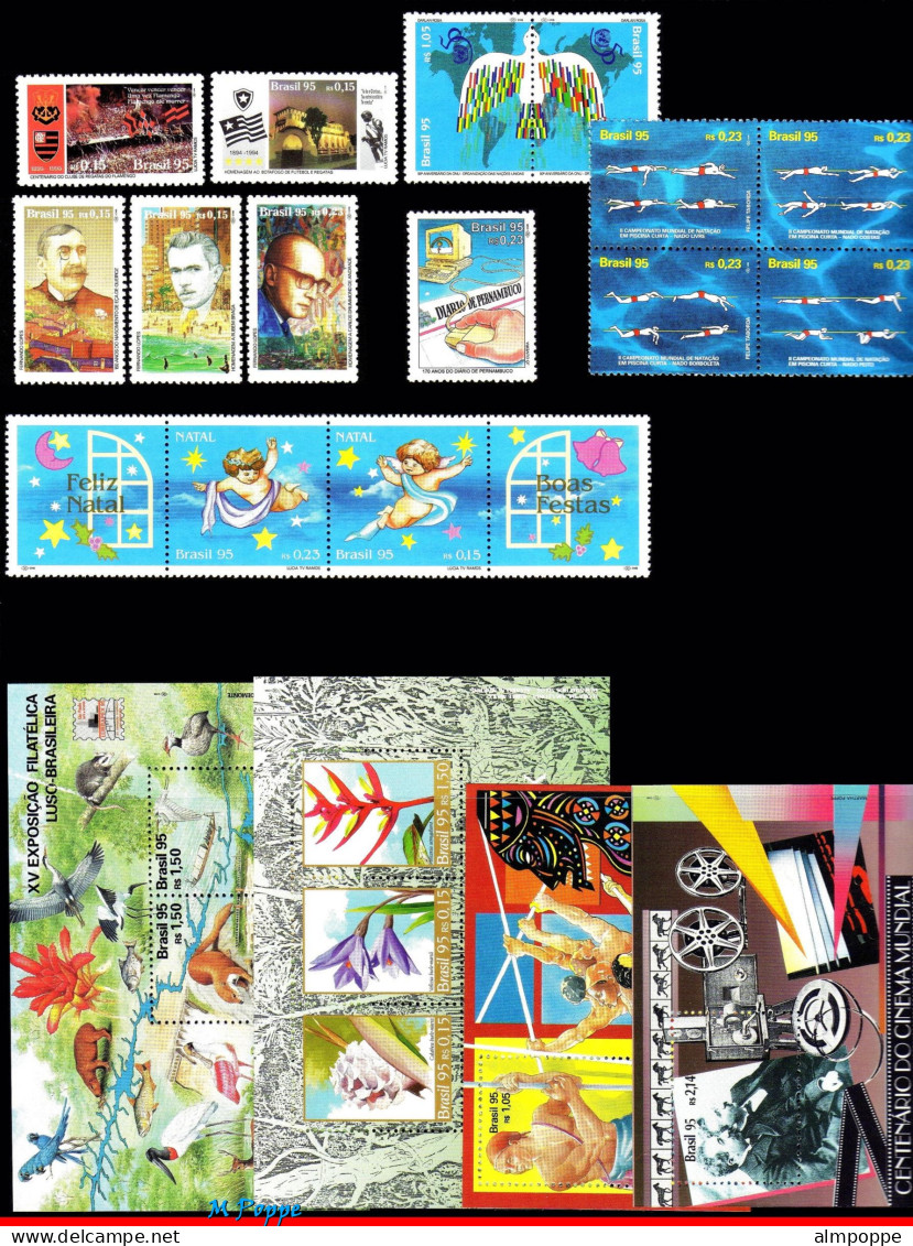 Ref. BR-Y1995 BRAZIL 1995 - ALL STAMPS ISSUED, FULLYEAR, SCOTT 2525 TO 2569, MNH, . 52V - Annate Complete