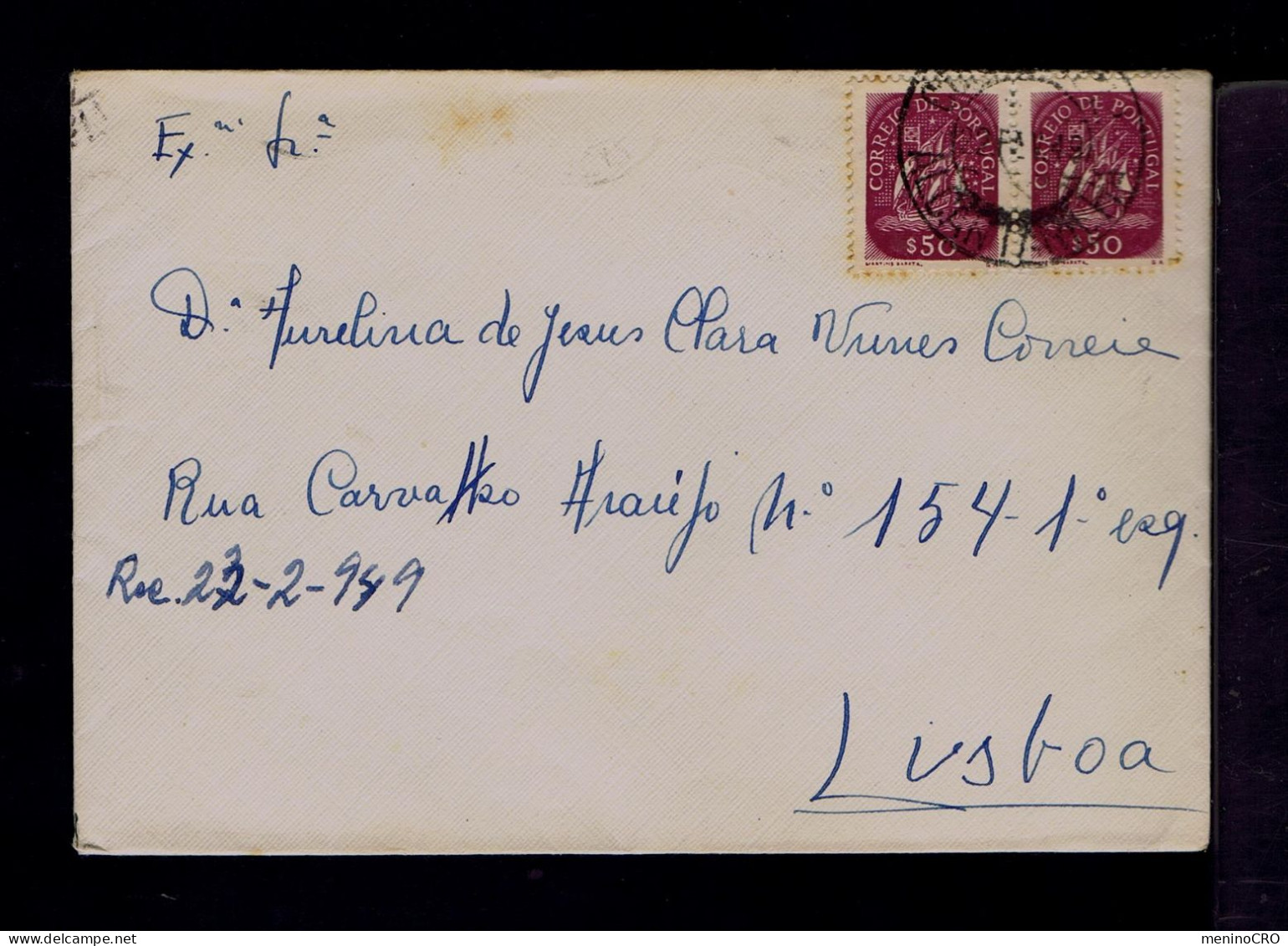 Gc7569 PORTUGAL Date-pmk Mailed 1949 ALCANTARILHA »Lisboa Slogan Pmk - Flammes & Oblitérations