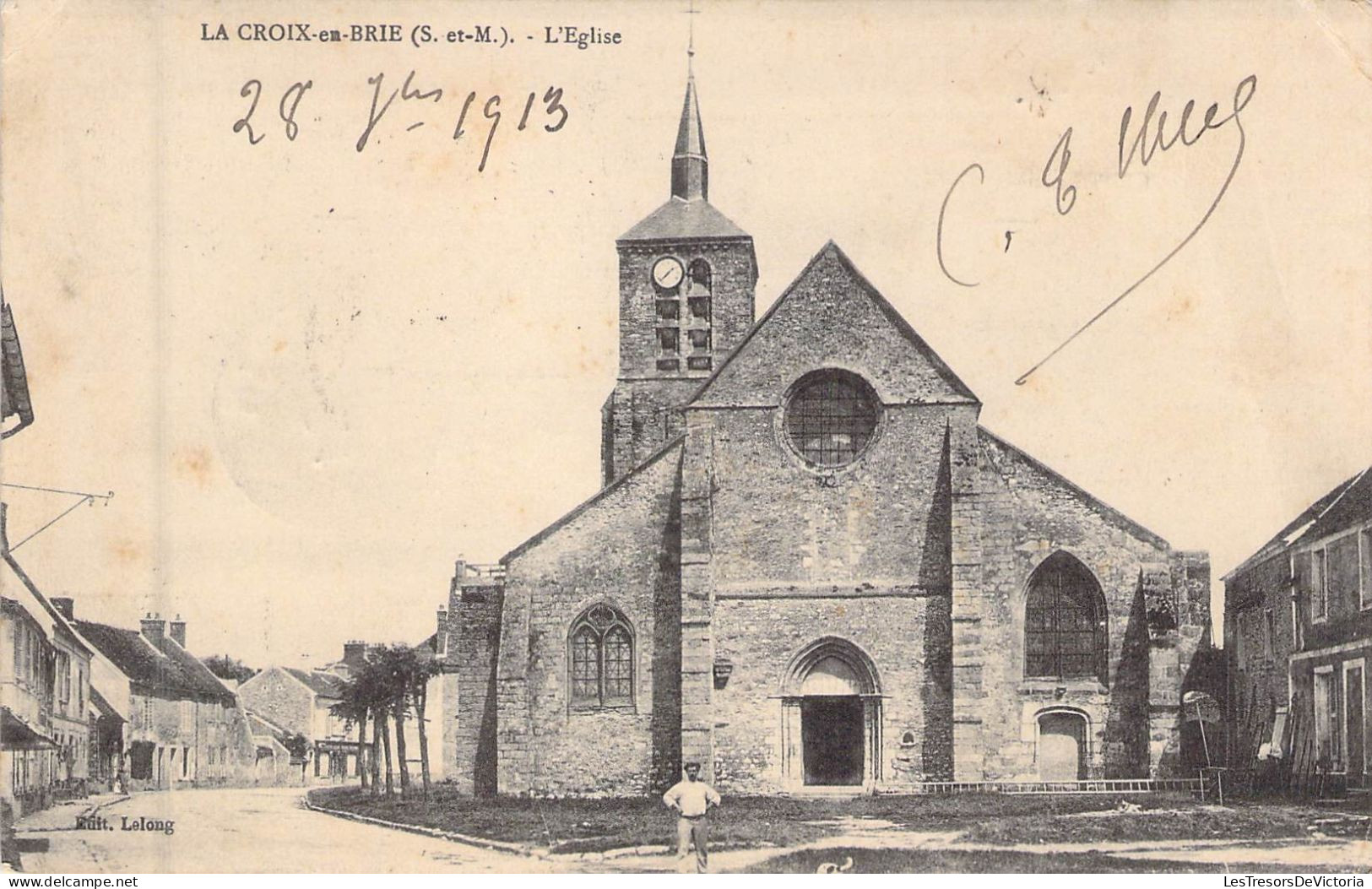FRANCE - 77 - LA CROIX EN BRIE - L'Eglise - Edit Lelong - Carte Postale Ancienne - Lizy Sur Ourcq