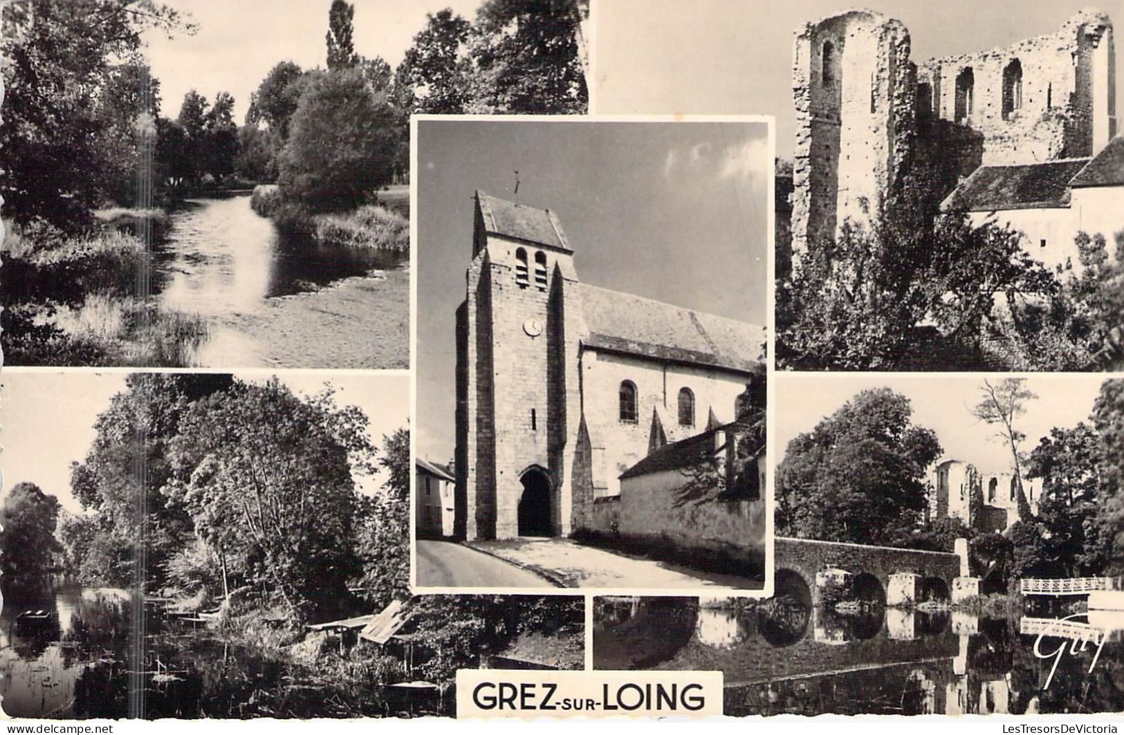 FRANCE - 77 - GREZ SUR LOING - Le Loing - Les Ruines Du Donjon - L'Eglise Saint Laurent - Carte Postale Ancienne - Lizy Sur Ourcq