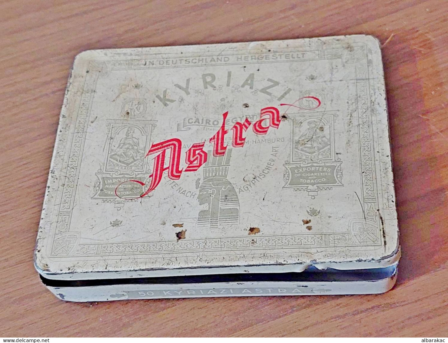 Kyriazi Astra Cairo Hamburg Tobacco 50 Cigarettes ,old Tin Box Empty Case Deutschland - Estuches Para Cigarrillos (vacios)