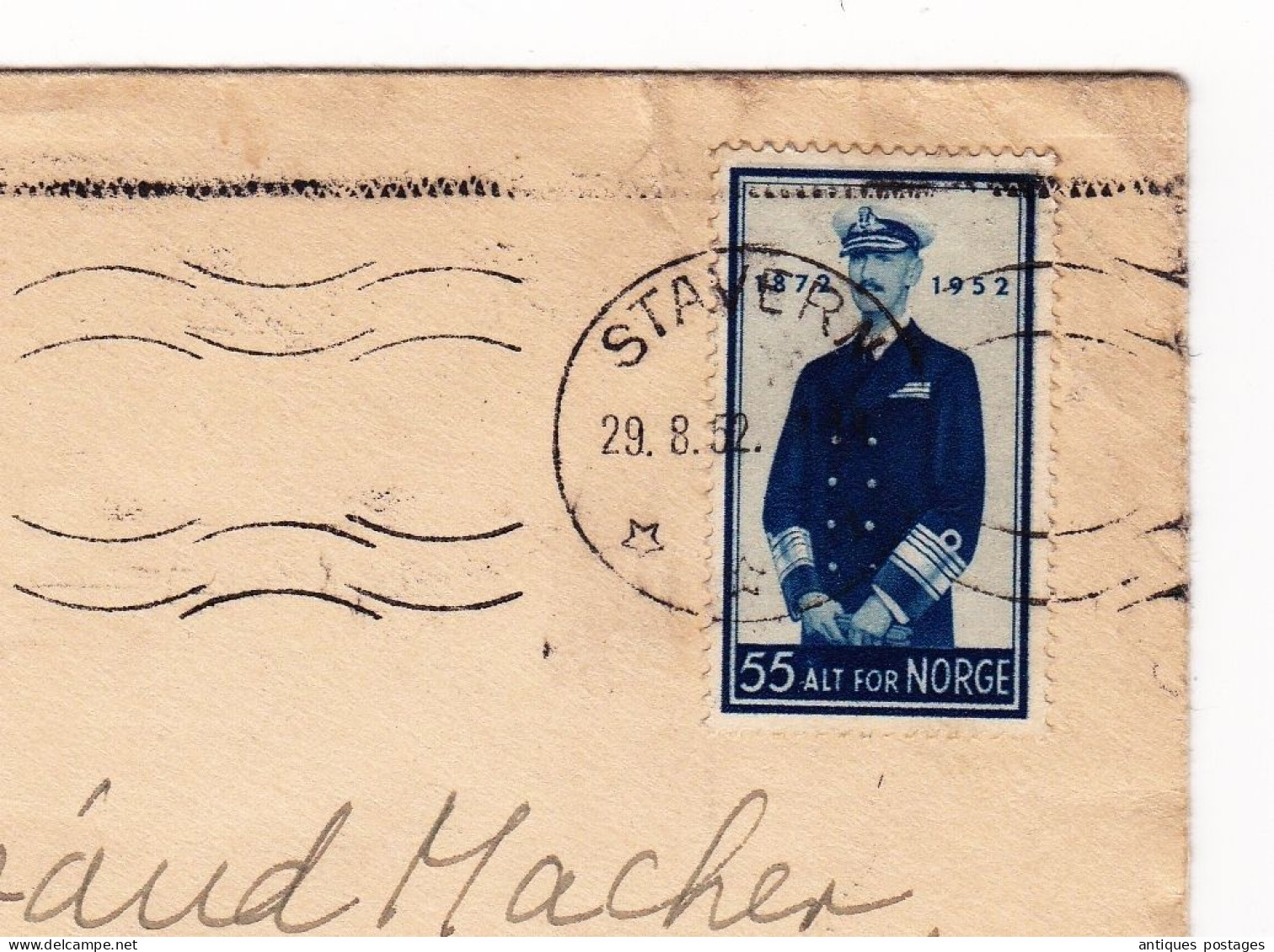 Lettre 1952 Stavern Norge Norway Norvège Deutschland Stamp Haakon VII Carl Af Glücksborg - Storia Postale