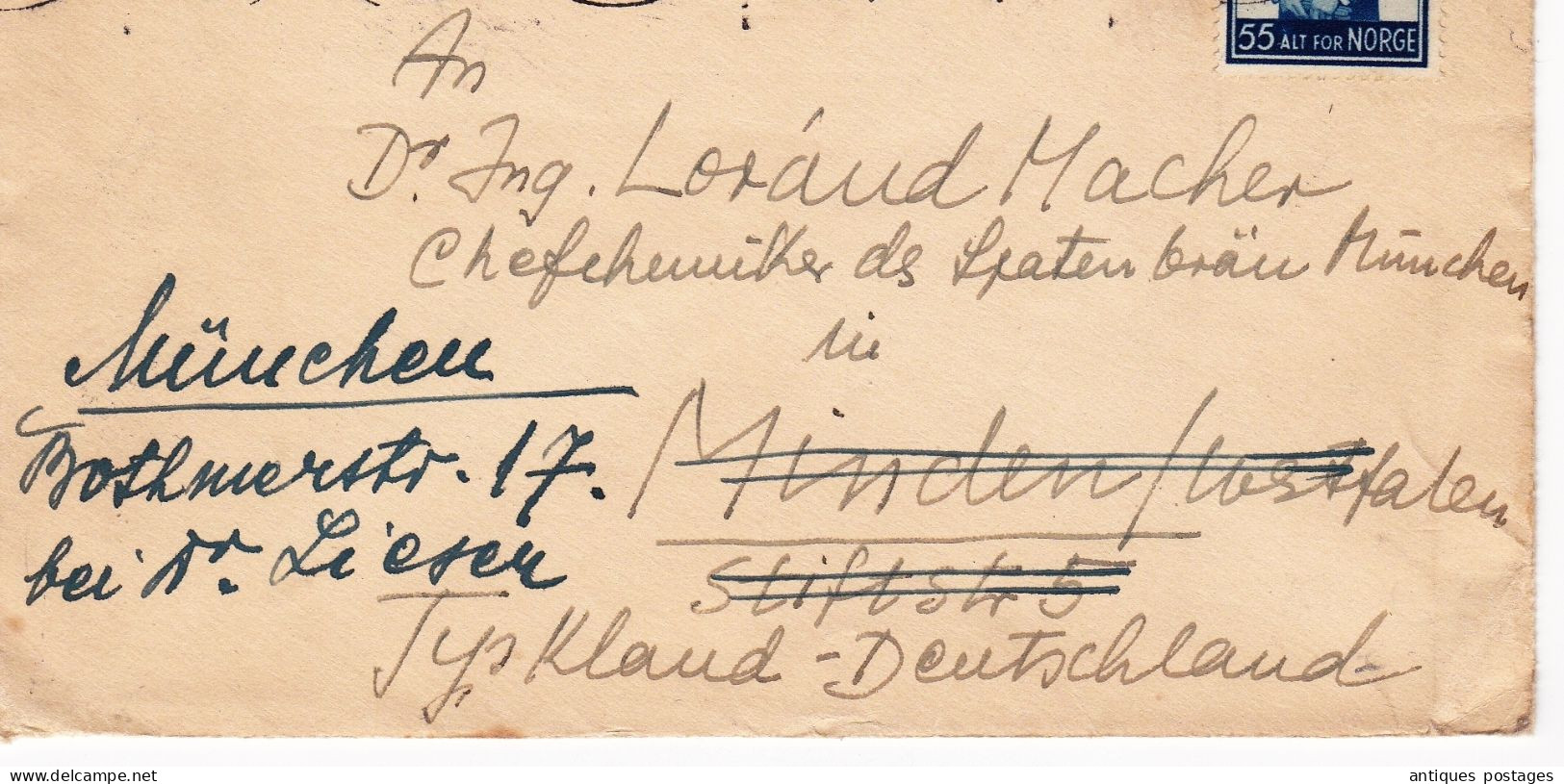 Lettre 1952 Stavern Norge Norway Norvège Deutschland Stamp Haakon VII Carl Af Glücksborg - Briefe U. Dokumente