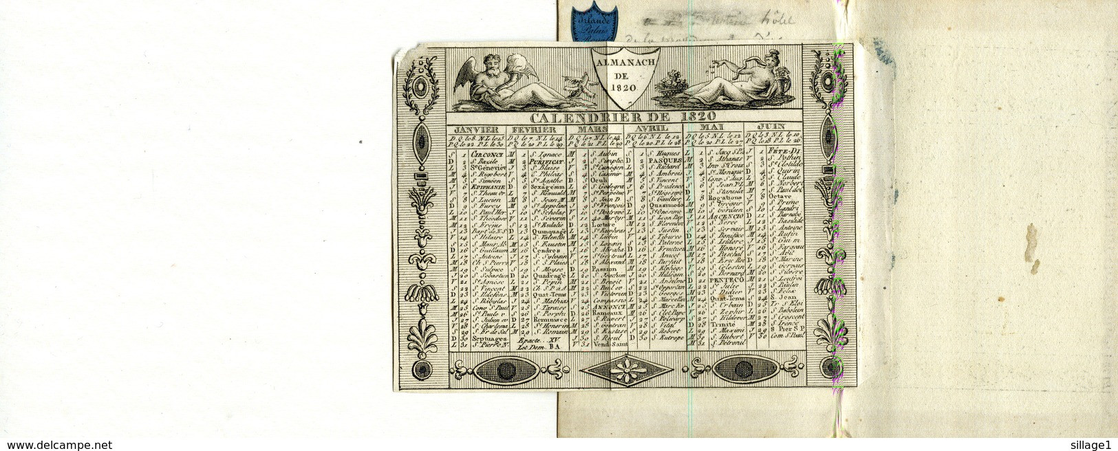 Almanach De 1820 Hôtel De La Providence, Rue D'Orléans St Honoré Paris, Irlande Palais Royal N°28, Toilé Satiné - Tamaño Pequeño : ...-1900