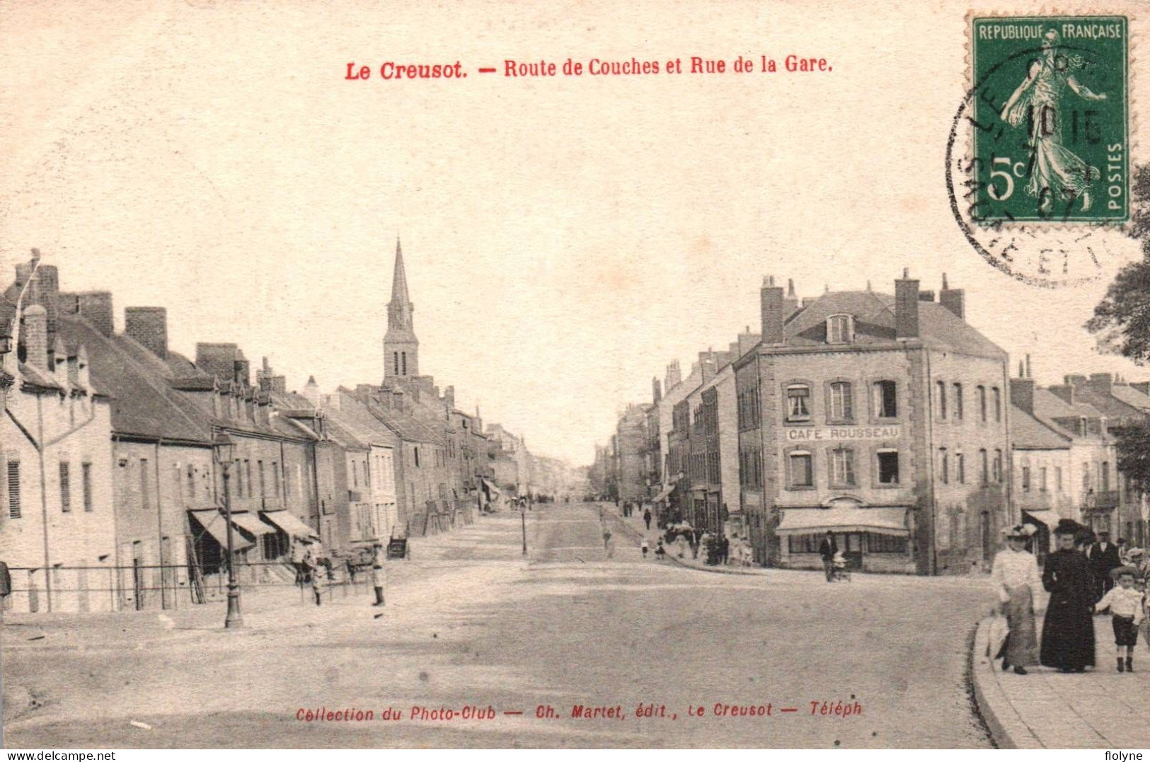 Le Creusot - Route De Couches Et Rue De La Gare - Café ROUSSEAU - Le Creusot